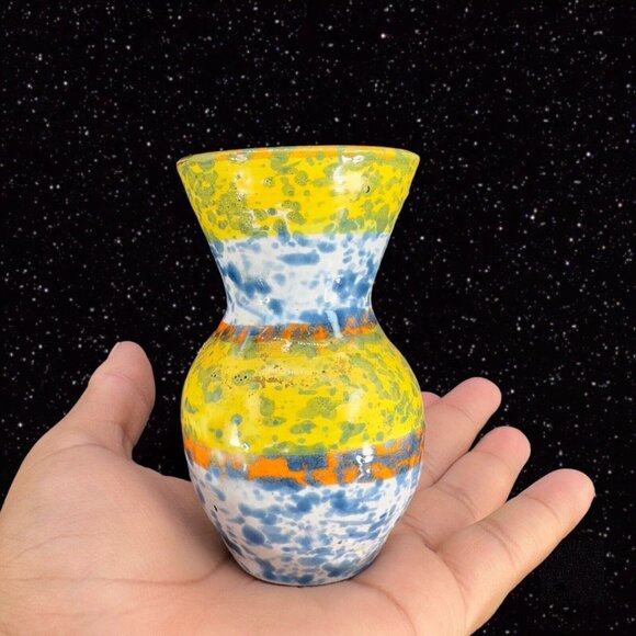 Italian Art Pottery Bud Vase Multicolor Ceramic Pottery Vase Speckled Glaze 4"T - Picture 9 of 11